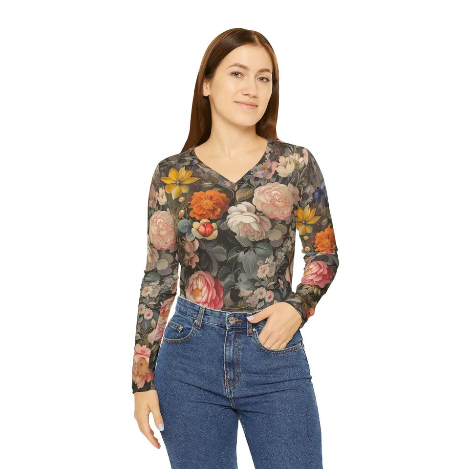 V-Neck Long Sleeve Shirt for Women