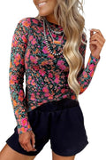 MARZXIN Women Mesh Long Sleeve Checkered Print Undershirt Sheer Mock Neck Tops See Through Going Out Blouses Shirts