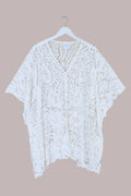Cleo Buttoned Poncho in Cotswold White Lace - Free Size