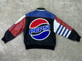 VTG Jeff Hamilton Jacket Men Medium Pepsi Bomber Jacket Leather Denim - Made USA