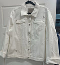 Brighton White Denim Jacket Metallic Silver HEART Rhinestone Snaps XL 1X 2X
