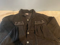 Vintage 80s 90s Brighton Blues Black Denim Jacket Women's L XL Pleated Sleeve