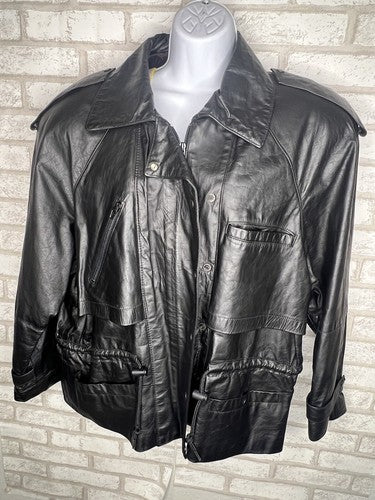 Leather Black Jacket Size Medium Vintage