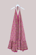 Blossom Halter Maxi Dress in Magenta Gold Paisley - Free Size S/M